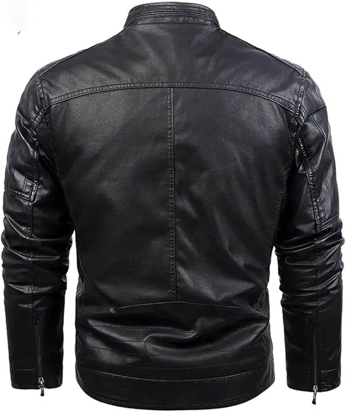 Zip Pocket Fleece Leather Jacket