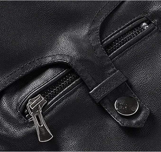 Zip Pocket Fleece Leather Jacket