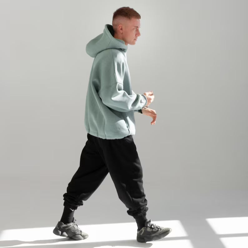 Oversized Blank Hoodie, S-4XL, Cotton Fleece, Drawstring Hem