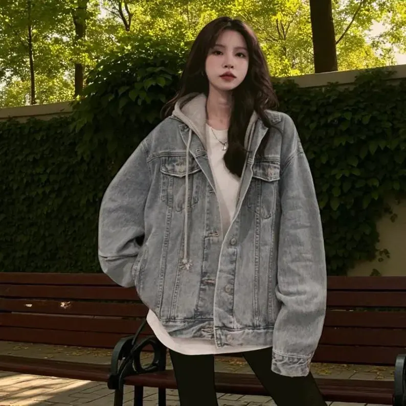 Oversized Hooded Denim Jacket