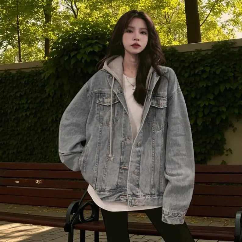 Oversized Hooded Denim Jacket