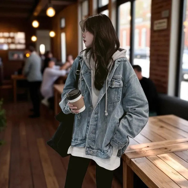 Oversized Hooded Denim Jacket