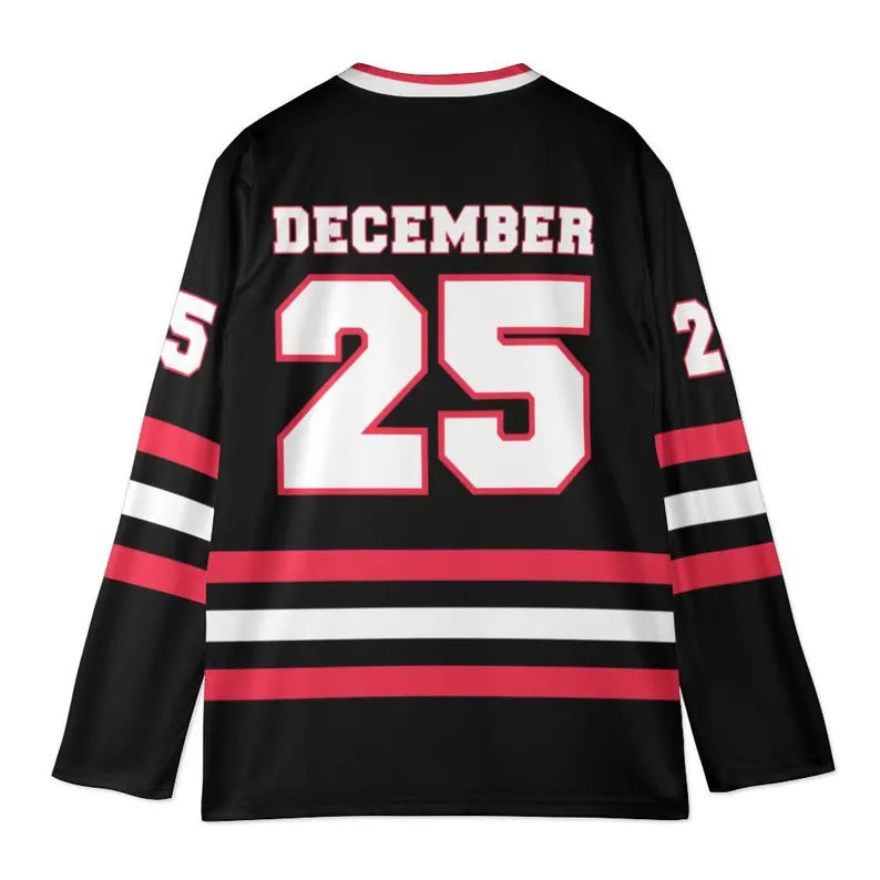 Personalized Christmas Hockey Sweater - Custom Name & Number Ugly Christmas Hockey Jersey & Holiday Party Pullover