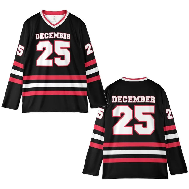 Personalized Christmas Hockey Sweater - Custom Name & Number Ugly Christmas Hockey Jersey & Holiday Party Pullover